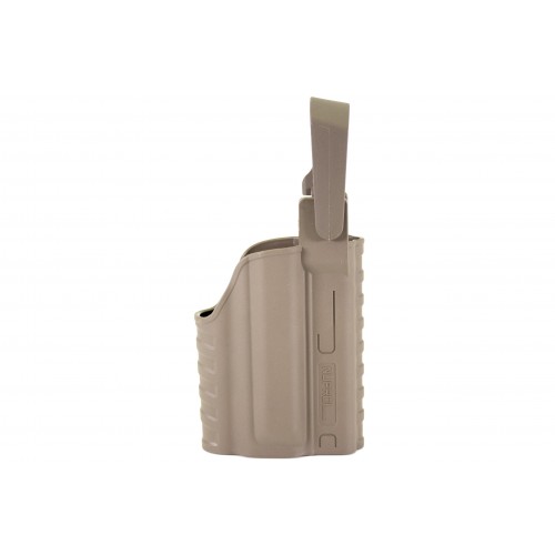 Nuprol EU Holster (Torch) Tan, Designed specifically for EU Series Airsoft Replicas with a pistol torch, the Nuprol Perfect Fit Holster offers secure retention and rapid access